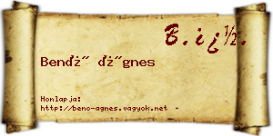 Benő Ágnes névjegykártya
